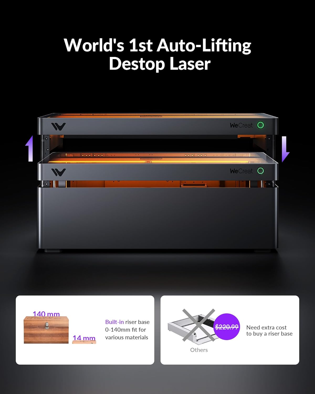 WECREAT Vision Pro 45W Laser Cutter and Engraver with Air Assist, HD Camera & Auto-Lifting, Laser Cutter Cuts 1” Wood, Full Enclosure Laser Engraving Machine for Wood and Metal, Acrylic, Leather etc