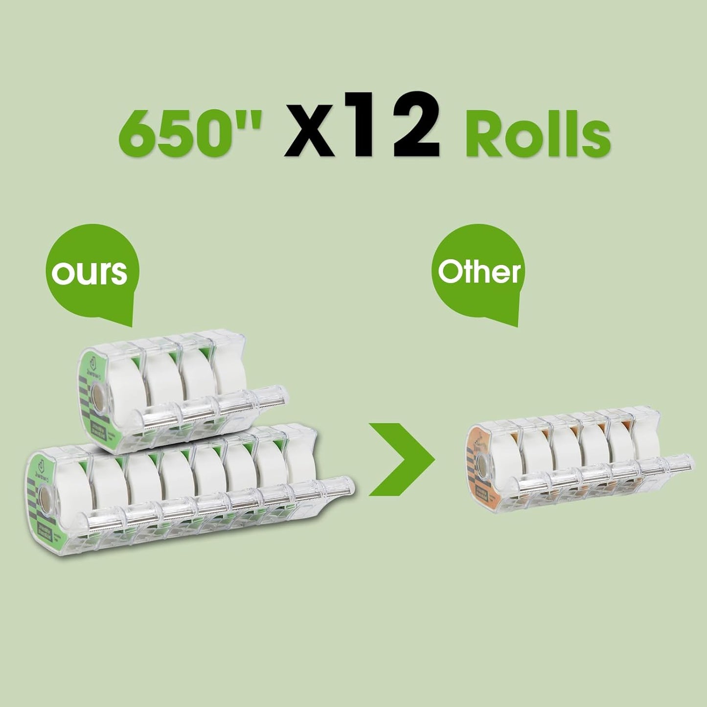 12 Invisible Tape with 12 Refillable Tape Dispenser, Home Office Supplies and Back to School Supplies for College and Classrooms, Matte Finish, 3/4 in x 650 in