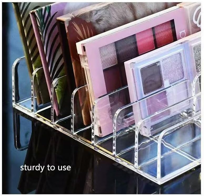 Acrylic Cash Tray 7 Slots File Organizer for Desk Clear Mail Holder Eyeshadow Makeup Palette Cosmetic Tray Vertical Letter Sorter for Desktop, Bill, Document, Notebook
