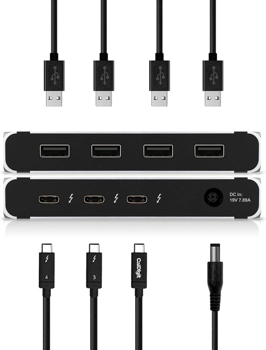 CalDigit Thunderbolt 4 Element Hub - 4X USB4 Ports, USB 3.2 Gen2 10Gb/s, Single 8K or Dual 4K Displays, 60W Charging, 0.8m Cable