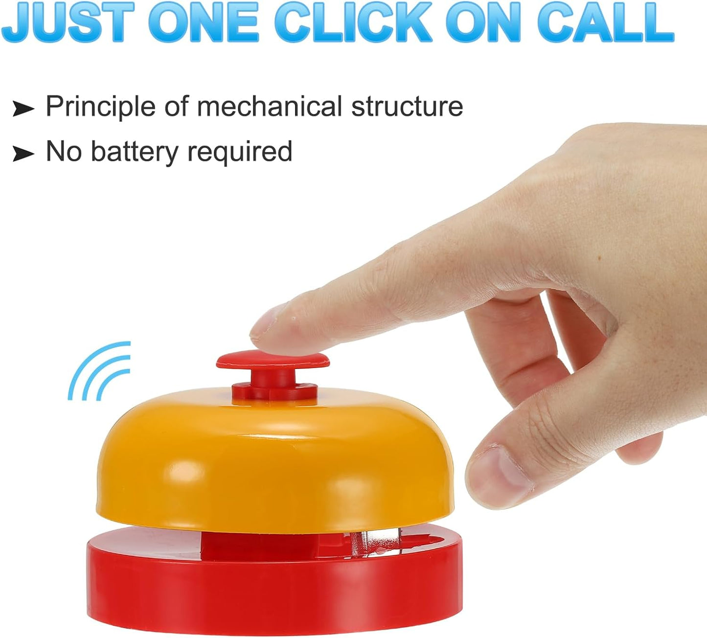 PATIKIL 4 Pcs Desk Call Bell 2.5" Dia with Metal Anti-Rust Construction Yellow/Red