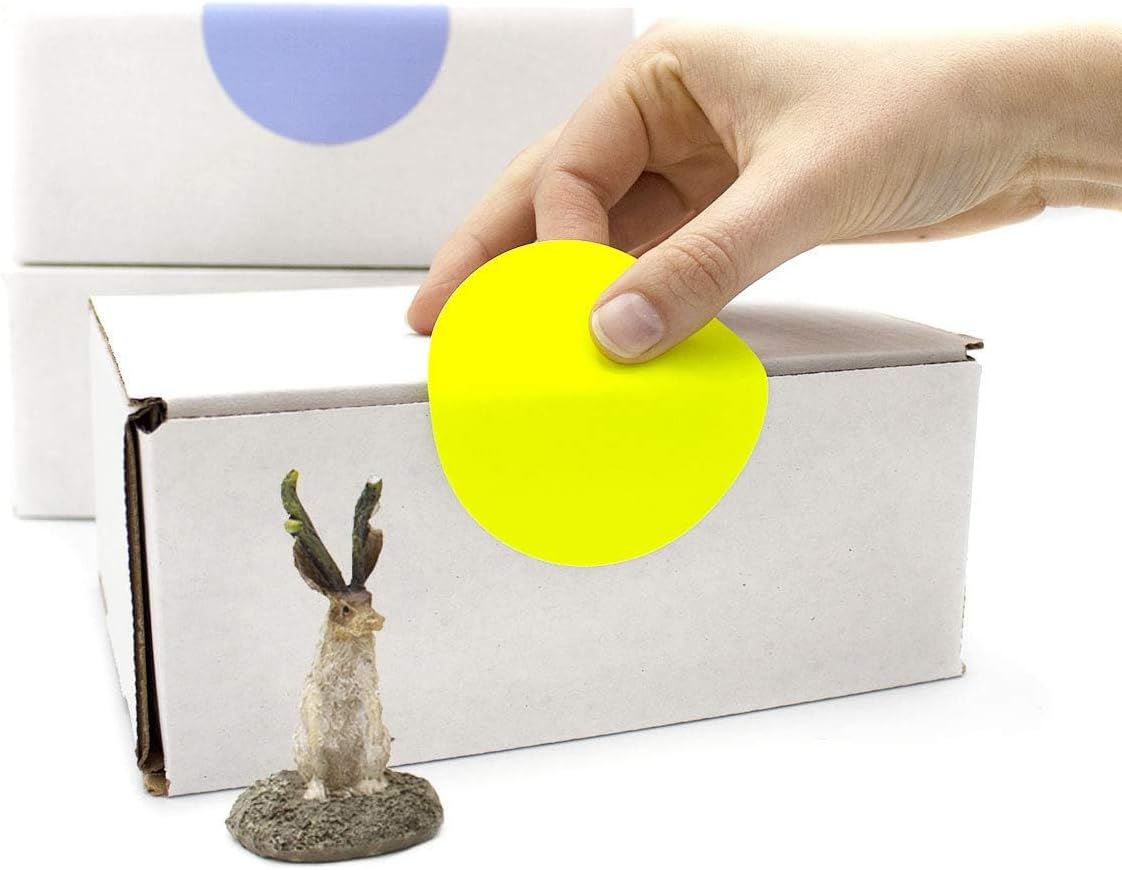 ChromaLabel 3 Inch Circle Sticker Labels, High Visibility Round Colored Stickers, Permanent Labels, Fluorescent Yellow, 500 Per Roll - Case of 5