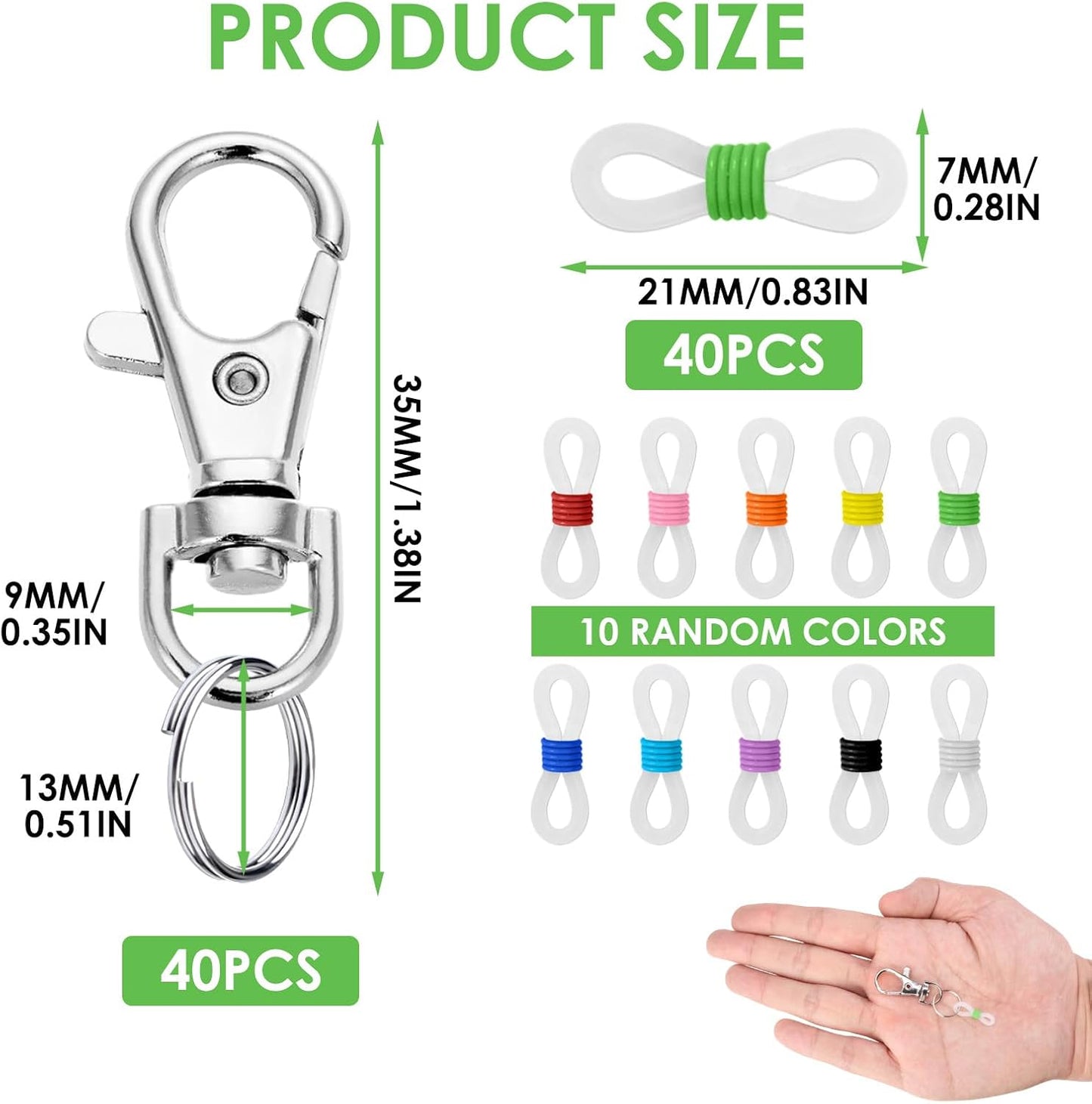 40 Pack Pen Holder for Lanyard, Retractable Badge Reel Accessories, Colorful Silicone Clips with Lobster Clasps, Mini Pen Clips for Badge Mini Sharpie, Nurse Teacher Student Aattachment for Daily Use