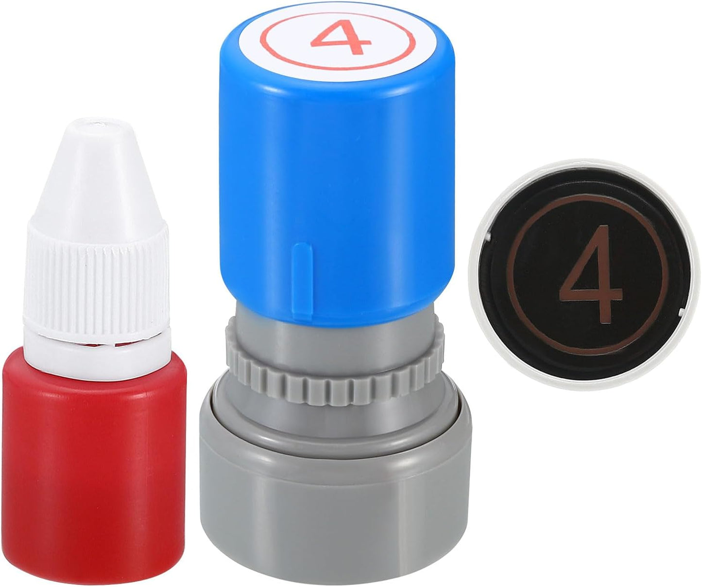 PATIKIL Number Stamps Self Inking, Numeral 4 Number Stamp Teacher Stamp Initial Stamp Ink Stamp for Class Notebook Scrapbooking DIY Craft Style 2, Red Ink