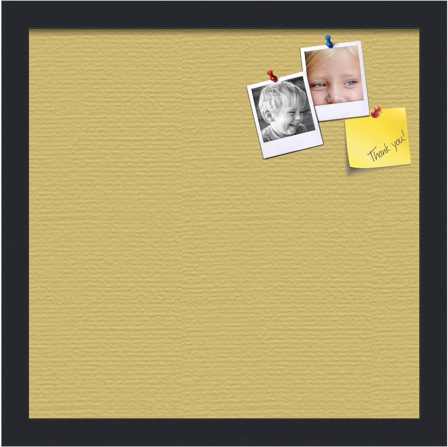PinPix 14x14 Inch Cork Bulletin Board. This Decorative Framed Pin Board Comes with Honey Pastel Design and a Satin Black Frame. Ideal for Home Office Decor or Message Board (PinPix-1810)