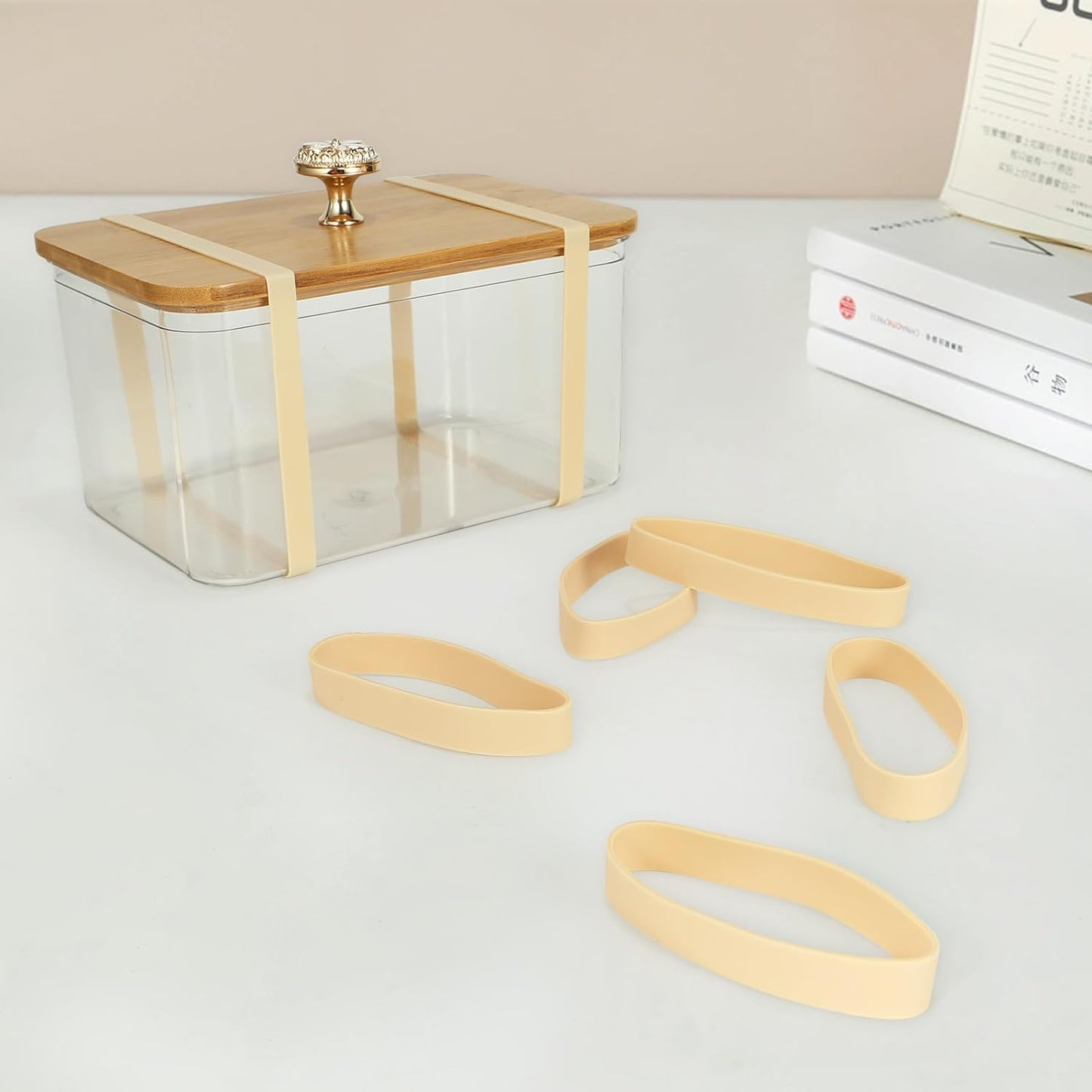 Size #82 Tactical Rubber Bands - Pack of 60 Heavy-Duty, Extra Thick and Wide UV, Heat, and Cold-Resistant Industrial-Grade Elastic Bands for Camping, Cycling, and Fishing (light brown)