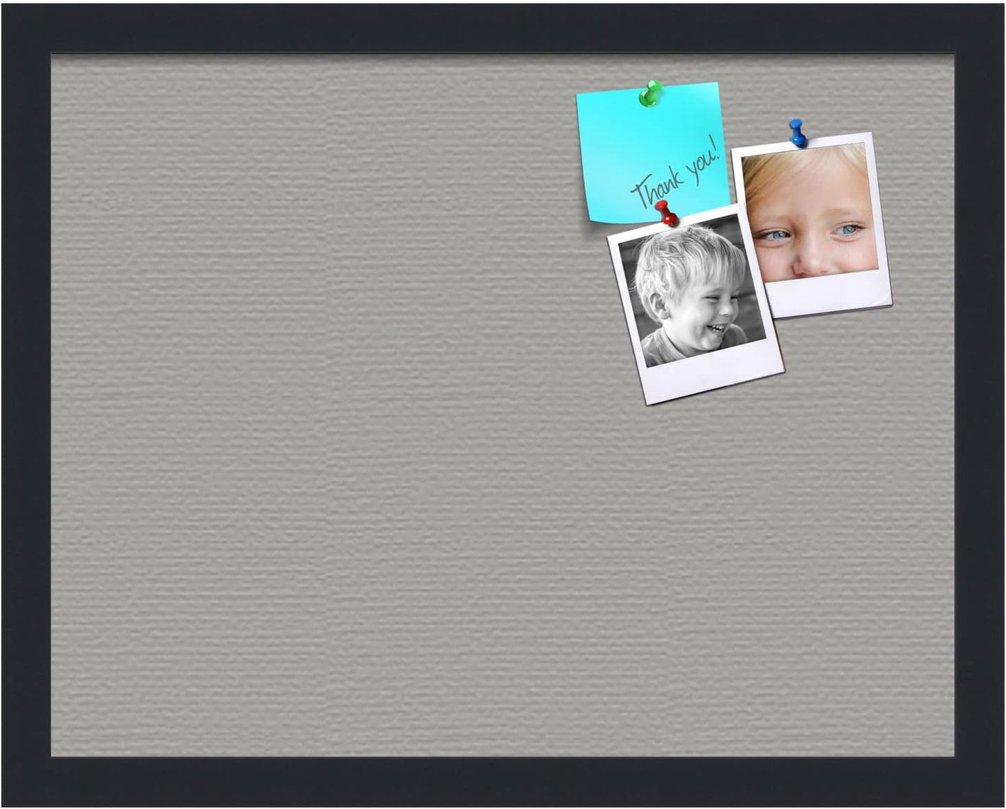 PinPix 18x14 Inch Cork Bulletin Board. This Decorative Framed Pin Board Comes with Dark Stone Design and a Satin Black Frame. Ideal for Home Office Decor or Message Board (PinPix-1808)