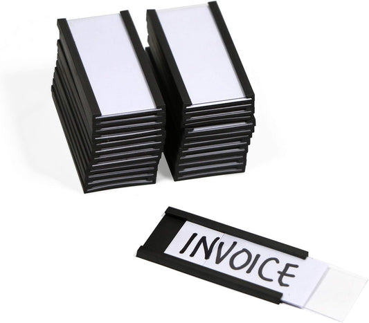 SmartSign Magnetic 'C' Channel Card Holders for Metal Racks and Shelves | 1" x 2" Pack of 25