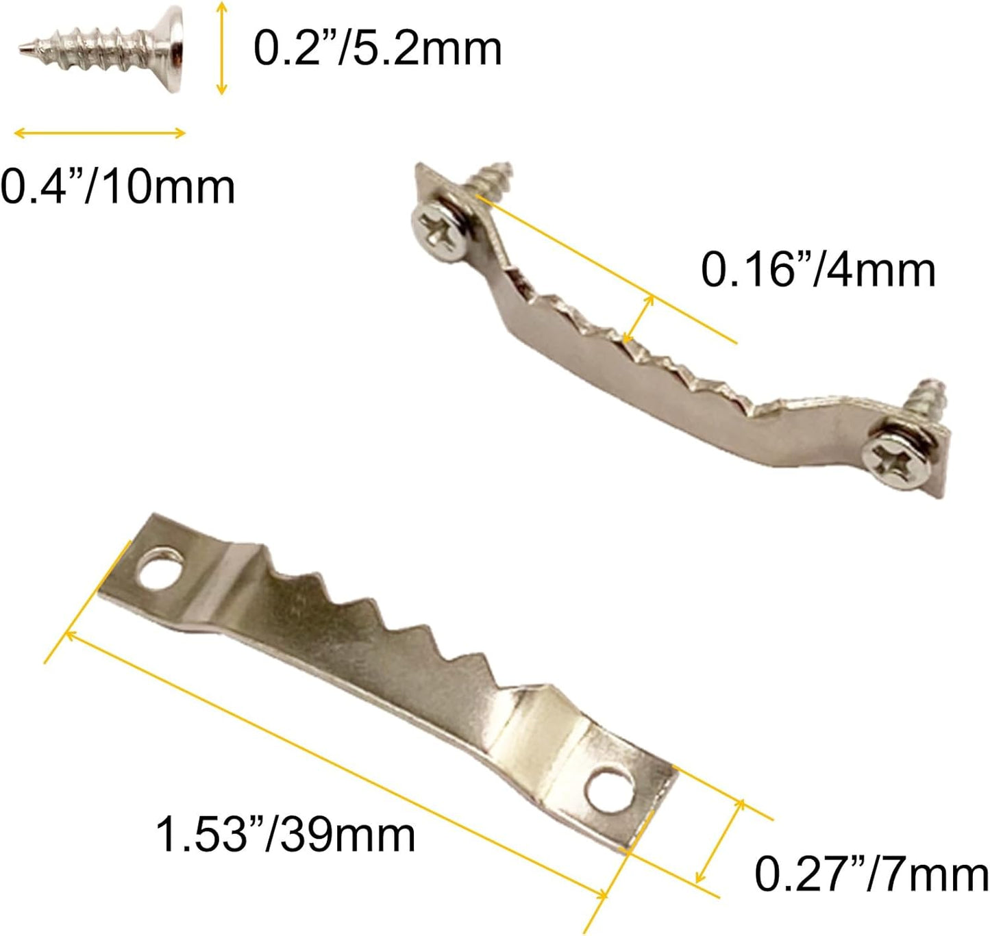 100 Pack Small Sawtooth Picture Hangers Steel Picture Hangers Picture Frames Hangers with Screws Picture Hang Solutions, for Hanging Clock Paintings Artwork Picture Frame Hook Photos (Silver)