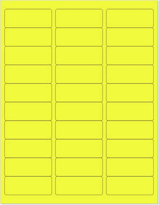 NextDayLabels - 8-1/2 x 11" Neon Color High Light Fluorescent Labels for Laser & Inkjet Printer (Yellow Fluorescent, 1" x 2-5/8" - 30 Per Page | 750 Labels)