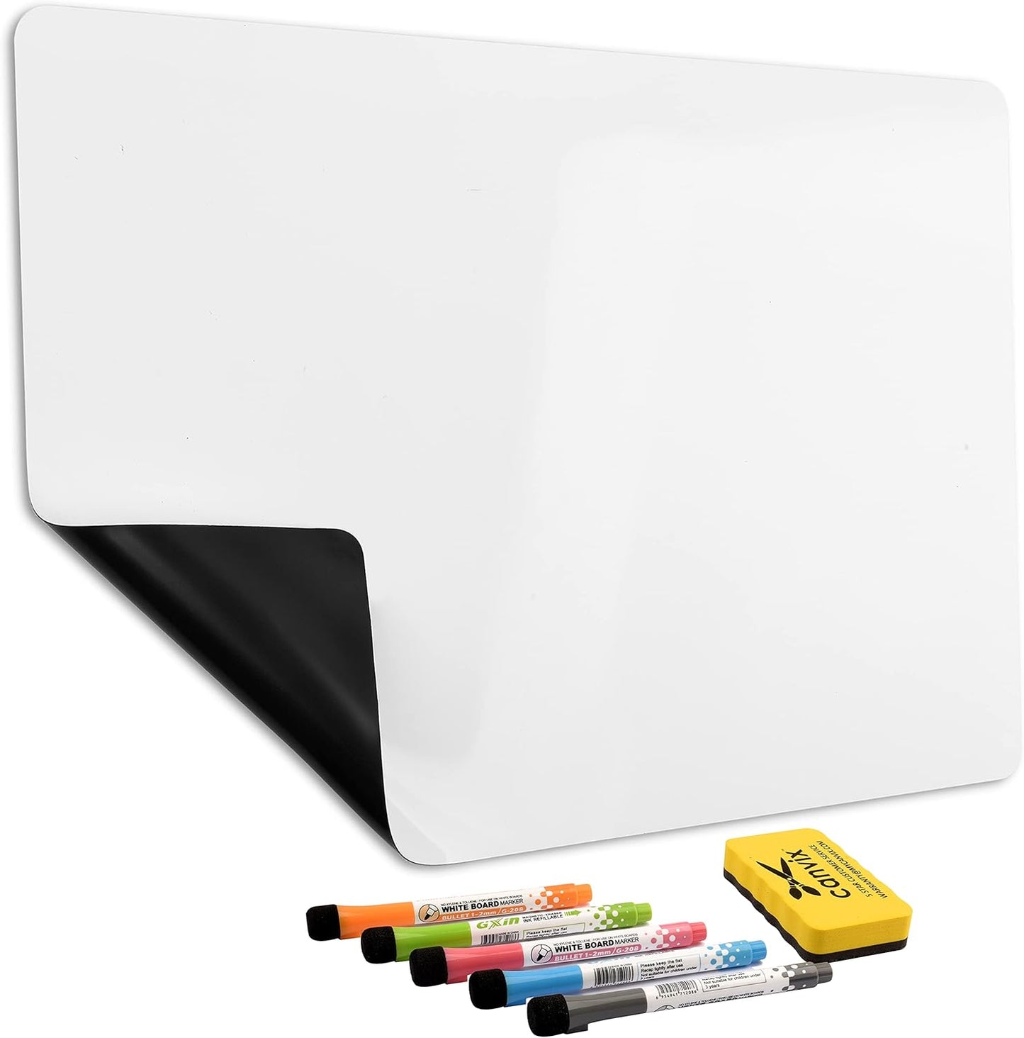 Magnetic Dry Erase Whiteboard for Refrigerator – Magnetized, Removable, Residue-Free Art and Memo Board for Family, Kids, Home, and Office – Magnetic Markers & Eraser Included (29 x 21 Inches)