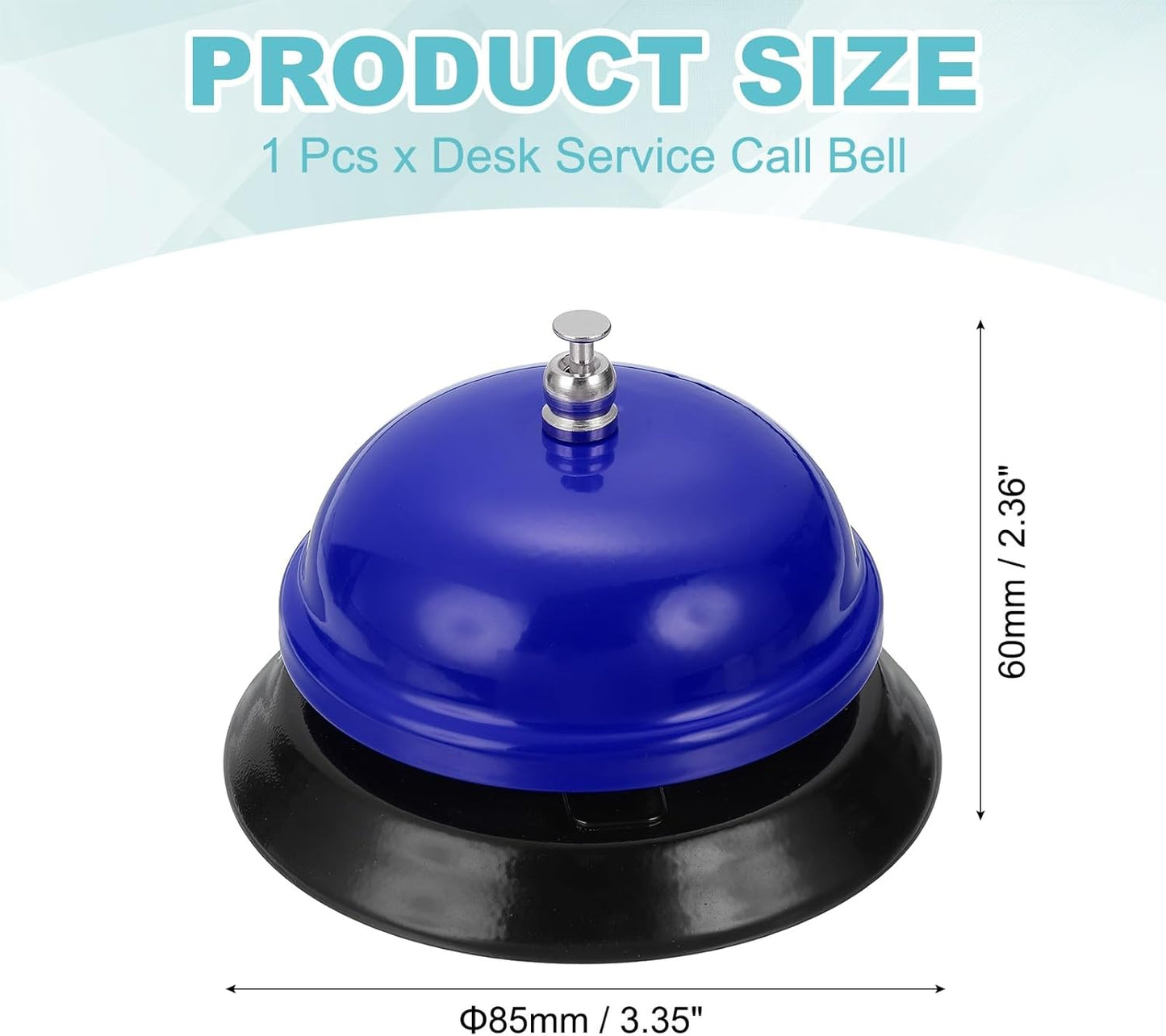 uxcell Desk Service Call Bell, 3.35 Inch Metal Dinner Service Bell Ring for Hotel Restaurant Reception Area and Wedding Party Events, Blue