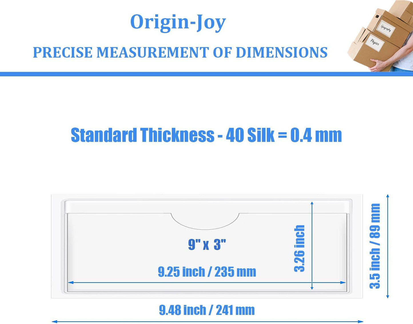 Origin-Joy 60 PCS Self Adhesive Index Card Pockets with Top Open, Clear Plastic Label Holder for Cards of Note, Library and Business, Adhesive Label Pockets & Card Holder (9 x 3 inch)