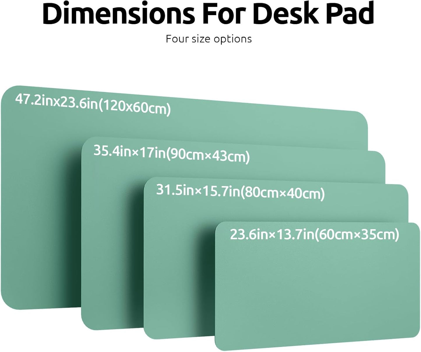 YSAGi Leather Desk Protector, Office Mat, Large Mouse Mat, Non-Slip PU Leather Blotter, Laptop Desk Pad, Waterproof Writing Pad for Office and Home (Green-Blue, 47.2" x 23.6")