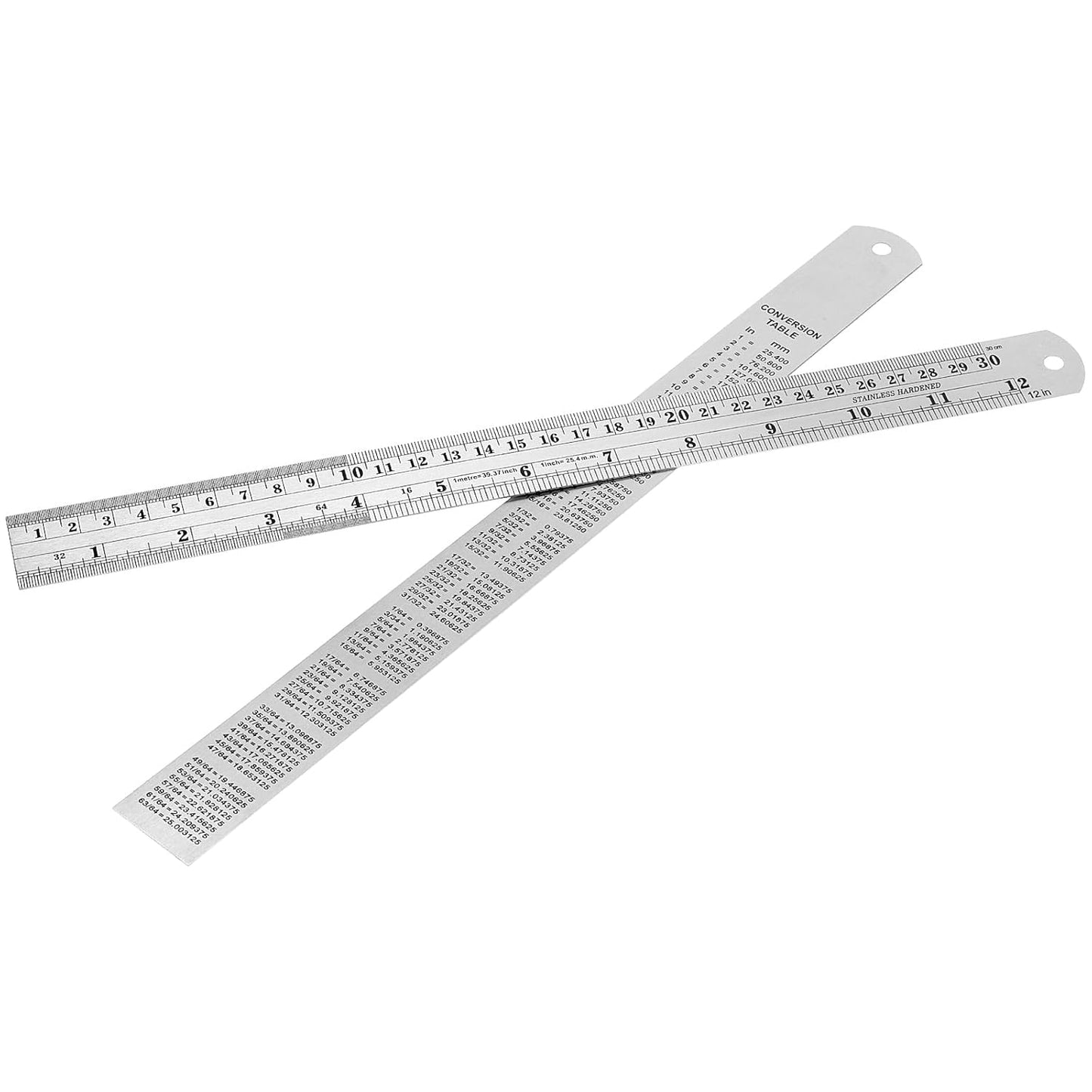 30 Pack 12 Inch Stainless Steel Ruler, Metal Straight Edge Rulers with Inches and Centimeters Precision Measuring Metal Ruler