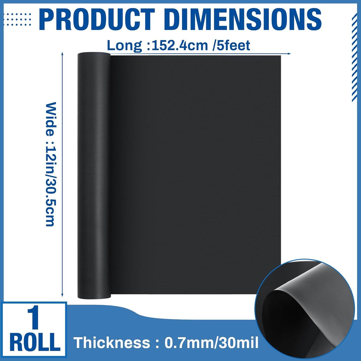 Amylove 12" X 5 ft Extra Large Magnetic Sheets for Crafts Non Adhesive 30 Mil Flexible Sheets for Die Cuts Arts Crafts Refrigerator and Metal Cutting Die Storage