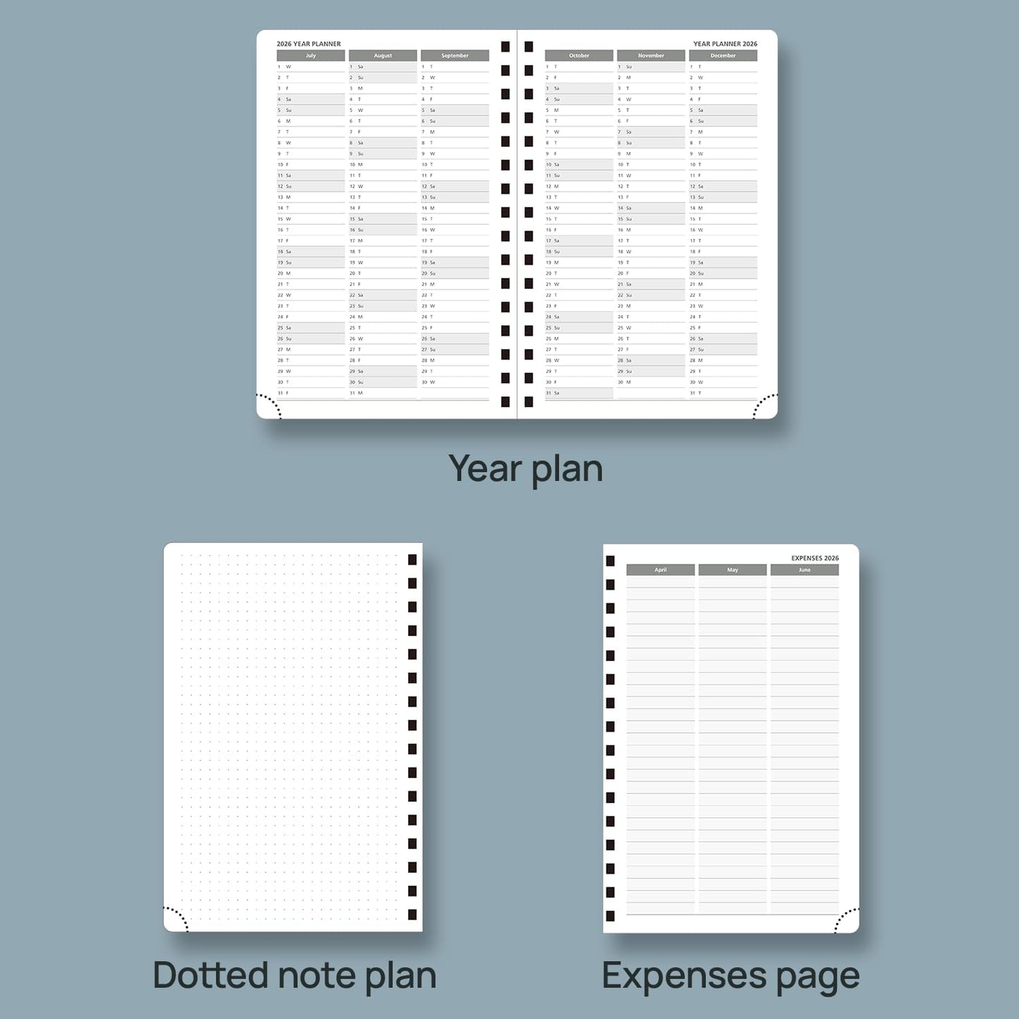POPRUN 2026 Daily Planner One Page A Day - [8.5" x 5.75" Wire-Bound Hard Cover] Agenda 2026 Hourly Appointment Book with Monthly Calendar, Inner Pocket, Ivory Paper - Burgundy