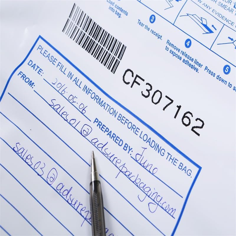 9" x 12",White, 100 Bags, Level 2 Tamper-Evident Deposit Bags for Cash Handling & Valuables, Moisture, Tear-off receipt + Barcodes and Serial Number