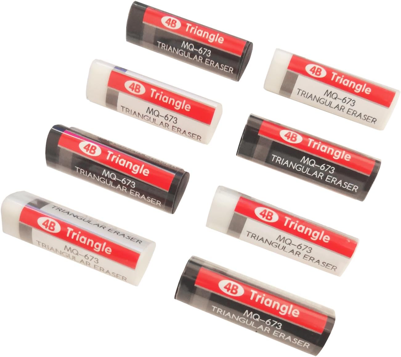 Black White Erasers 8 Pack Pencil Erasers Triangle Erasers for Kids Bulk for Students School Supplies Office Prize Gifts (Black and White Triangle)