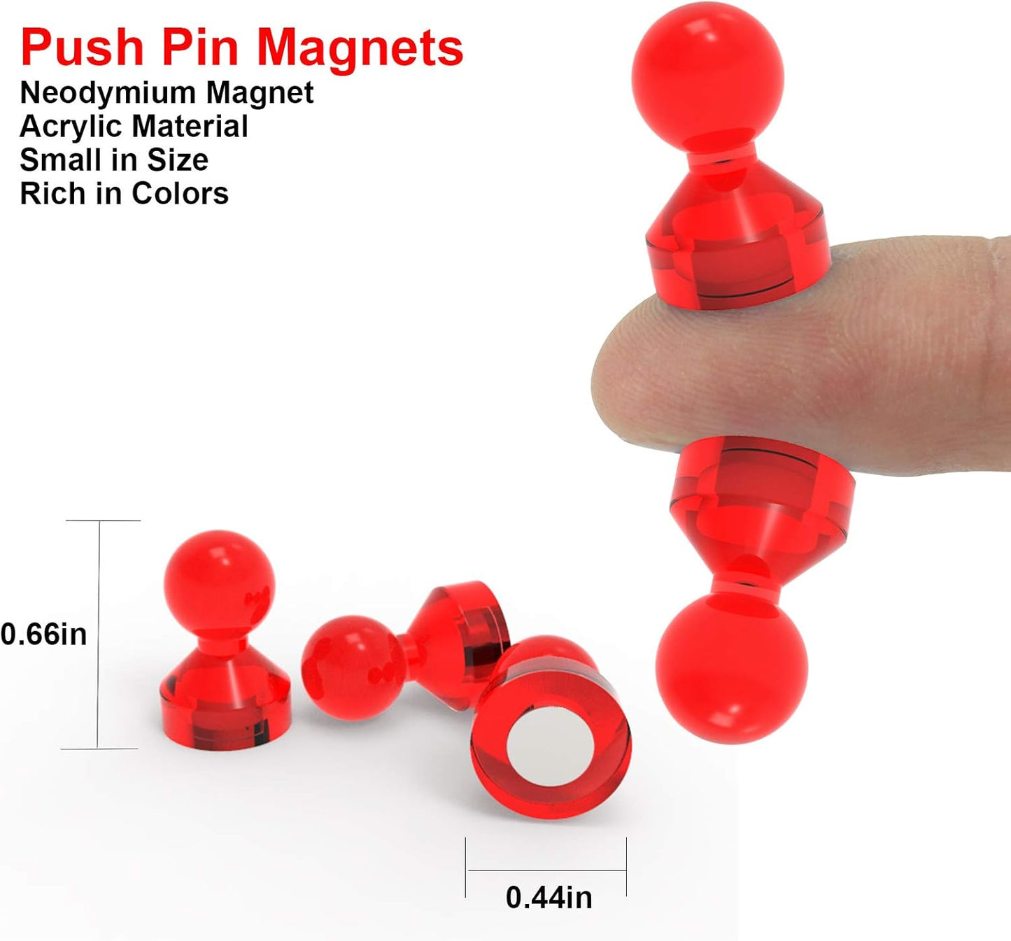 Ant Mag Magnetic Push Pins Strong Push Pin Magnets for Fridge Whiteboards Calendars Maps in School & Office Pack of 18 Red