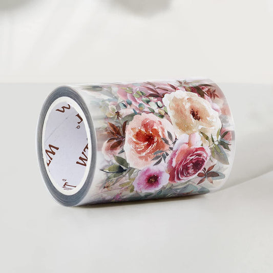 WT Fall Flowers Wide PET Tape, Single Roll, Original Designs, Floral Decorative Tape, Craft Clear Tape, Bujo Planner Supplies, Watercolor Flower Tape, DIY Transparent Tape