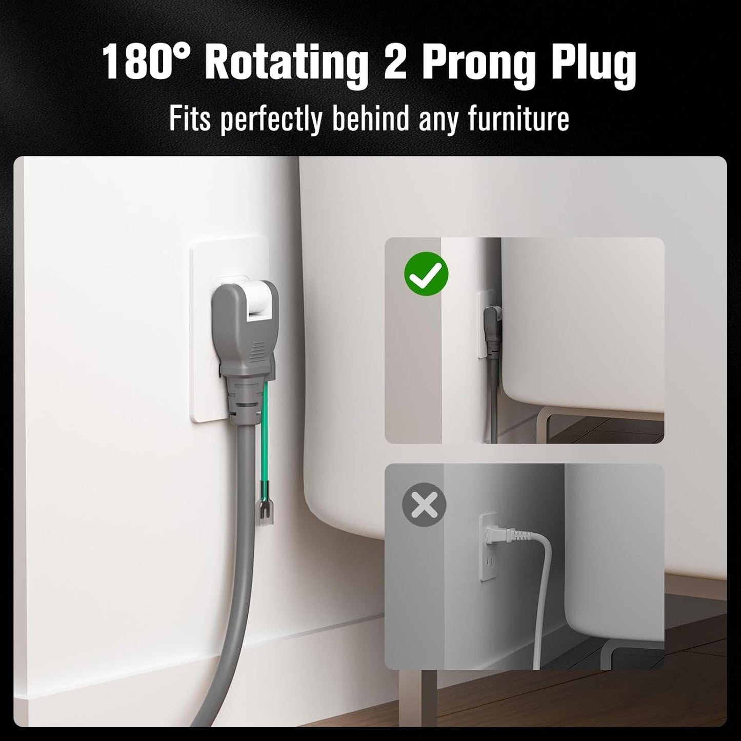 Power Strip Surge Protector with Multiple Outlets, Charging Station(100W Max), Flat Plug Extension Cord 10 Ft Long Cord, 8 Outlets & 4 USB Ports (2 USB C), Desk Charging Station for Home Office