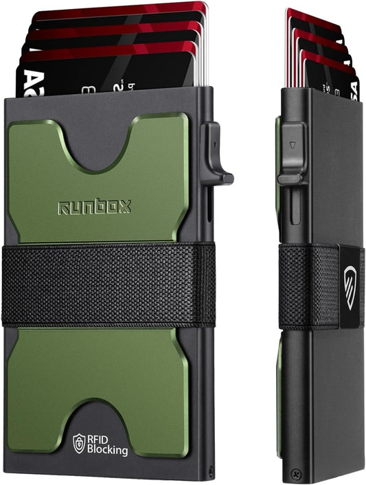 Mens Card Cases, Slim Card Holder Wallet for Men and Women, Minimalist RFID Blocking Wallet with Pop-Up Function, Thin Design, Metal Card Cases Holds 6+6 Cards, Gifts for Men, Men's Accessories