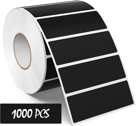 Black Rectangle Color Coding Labels 3 × 1 Inches, Self-Adhesive Writable Waterproof Vinyl Blank Sticker Roll for Office Home School Business 1000 PCS