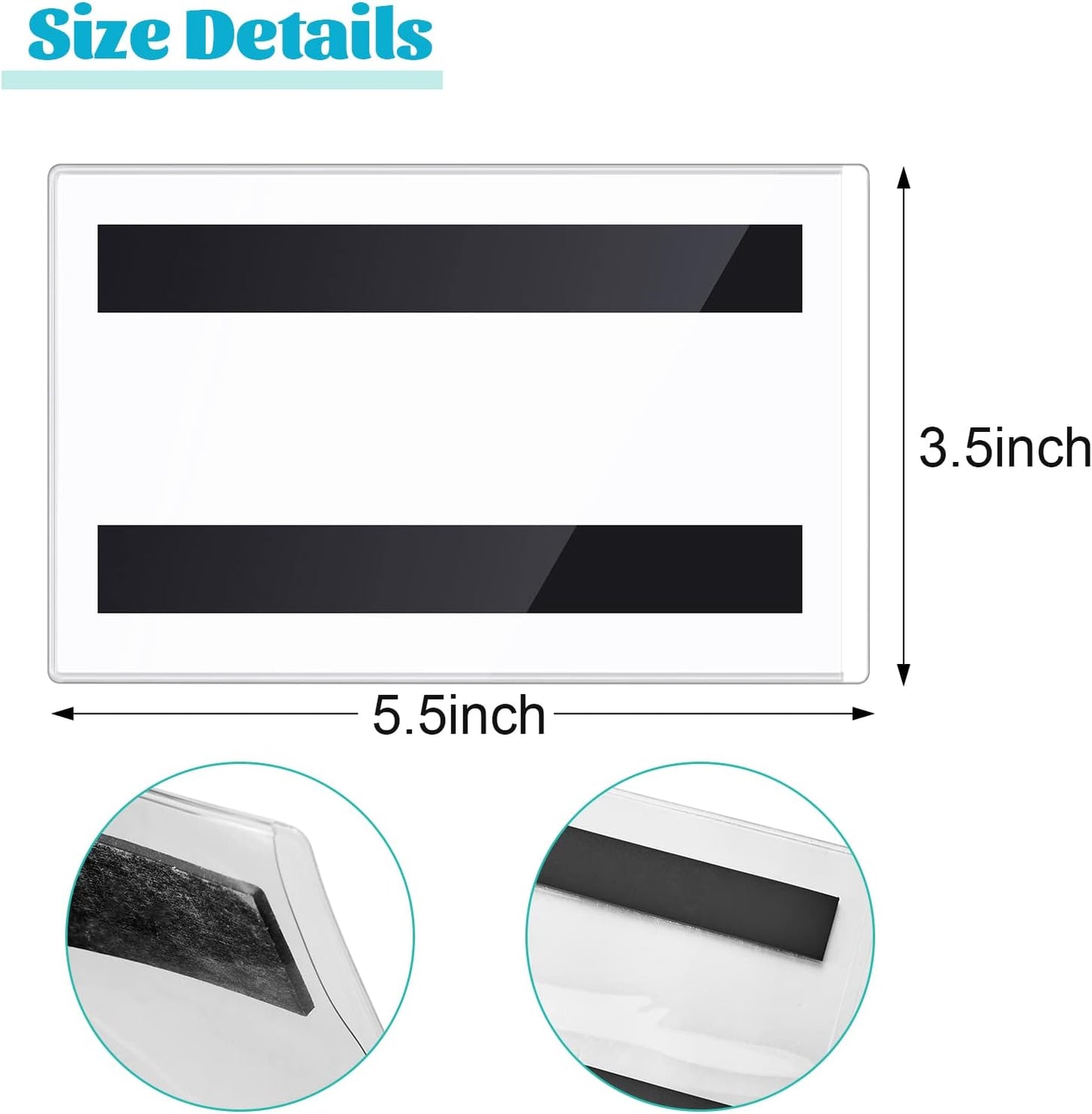 Ctosree 50 Pcs Magnetic Sign Holder Pallet Rack 5.5 x 3.5 Inches Magnetic Label Holder Clear Double Sided Window Display Frame Easy Front Opening for Window Door Office Schedule Store Home