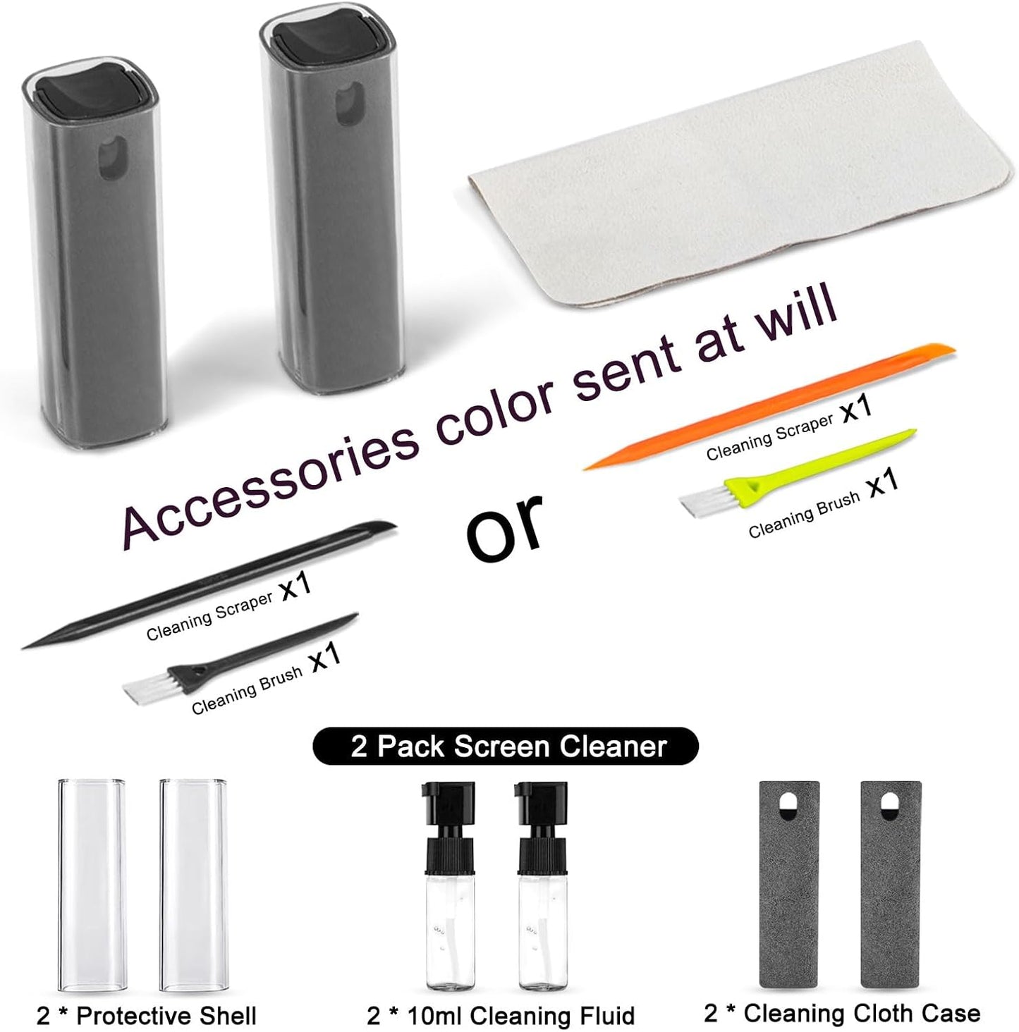 walrfid 2 Pack Computer Screen Cleaner, MacBook Screen Cleaner Spray and Wipe, Electronic Computer Laptop Cleaning Kit for iPad Pro, iPhone, Smartphone, Monitor, Car Display, Tablet, TV Screens, Grey