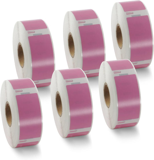 BETCKEY Colored Labels Compatible with Dymo 30336 (1" x 2-1/8") Return Address Labels, Compatible for Dymo LabelWriter Thermal 450, 4XL & Zebra Desktop Printers [6 Rolls, 3000 Labels, Pink]