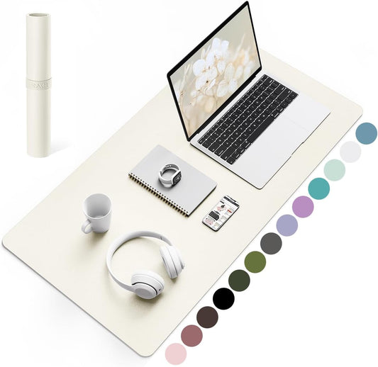 YSAGi Non-Slip Leather Desk Pad, Desk Matt for Desktop, Waterproof Laptop Computer Keyboard Mat, Table Protector Blotter Mat, Large Mouse Pad for Office/Work/Home/Decor(Cream, 31.5" x 15.7")