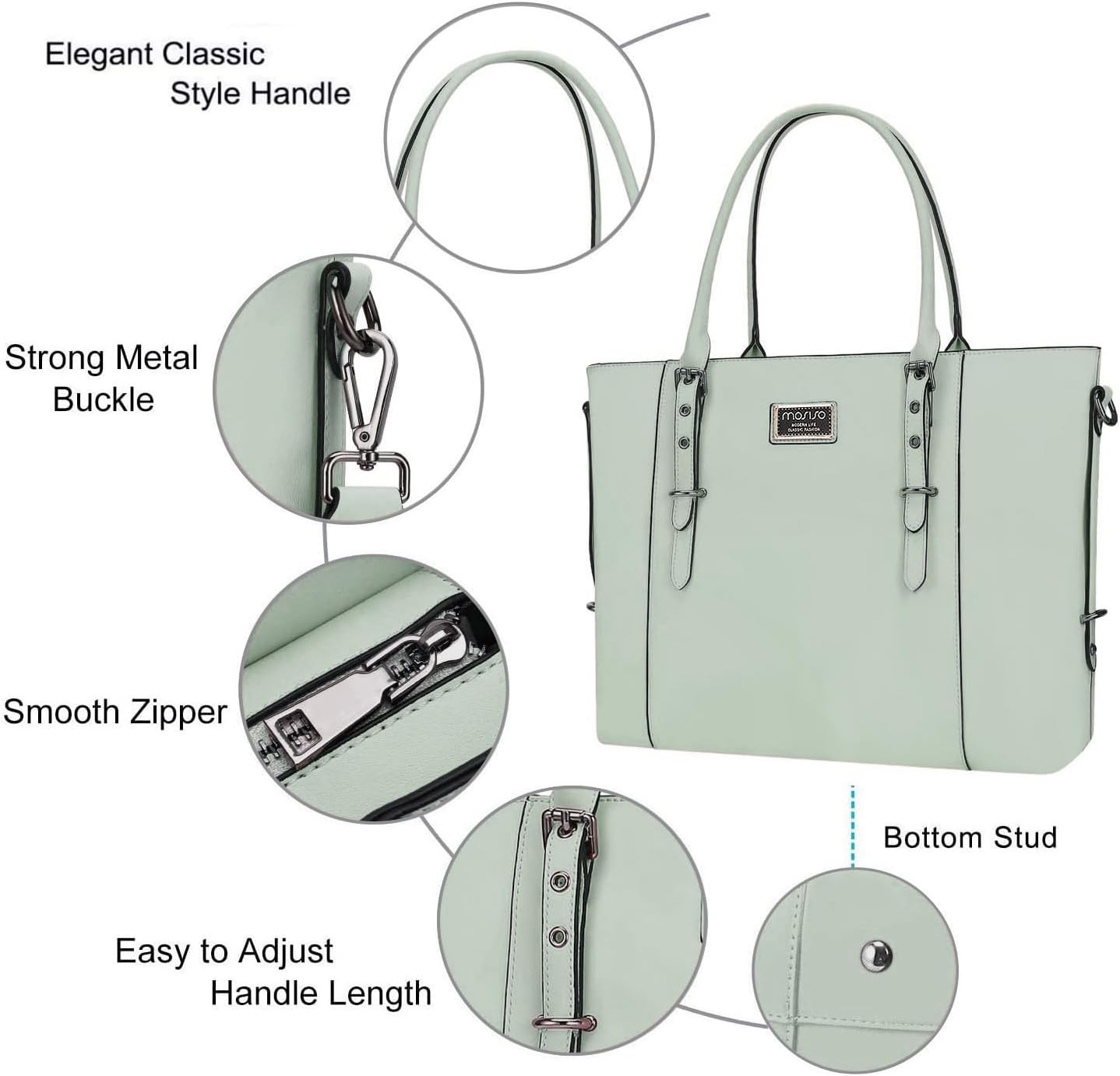 MOSISO PU Leather Laptop Tote Bag for Women, Waterproof Large Capacity Business Work Briefcase Shoulder Laptop Bag