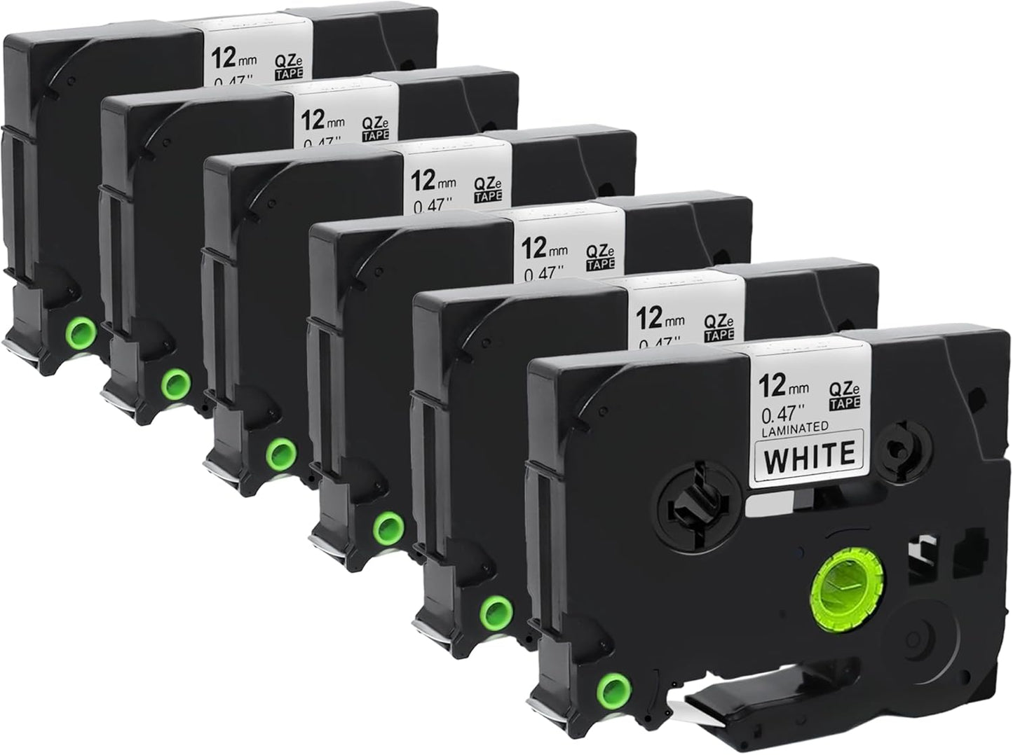 Label Tape Compatible with Brother Tze-231, 12mm 0.47" Black on White Laminated Tape for P-Touch Label Maker PT-D210 D220 H110 D410 P710BT H111 1070, 6 Pack