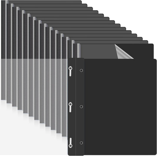Teling 150 Pcs Plastic Report Covers with 3 Prong Clear Front Resume Folder Business Report Covers Bulk Presentation Folders Clear Front Report Folders for Documents, School, Office(Black)
