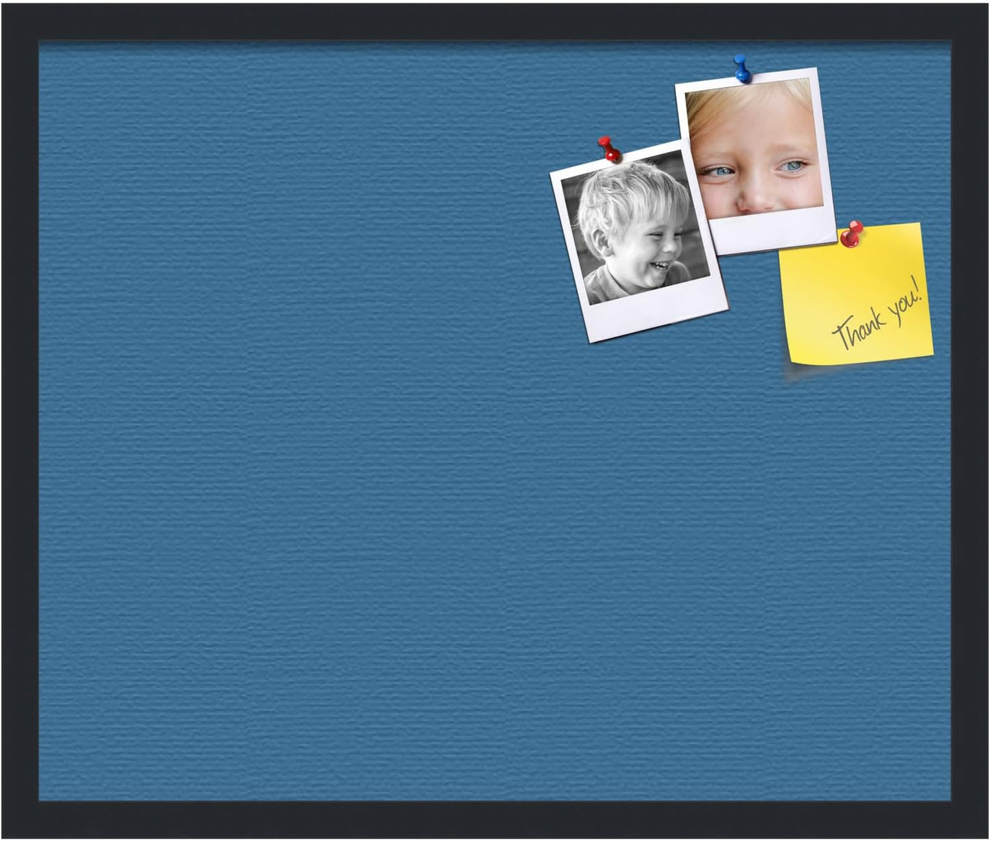 PinPix 24x20 Inch Cork Bulletin Board. This Decorative Framed Pin Board Comes with Navy Pastel Design and a Satin Black Frame. Ideal for Home Office Decor or Message Board (PinPix-1811)