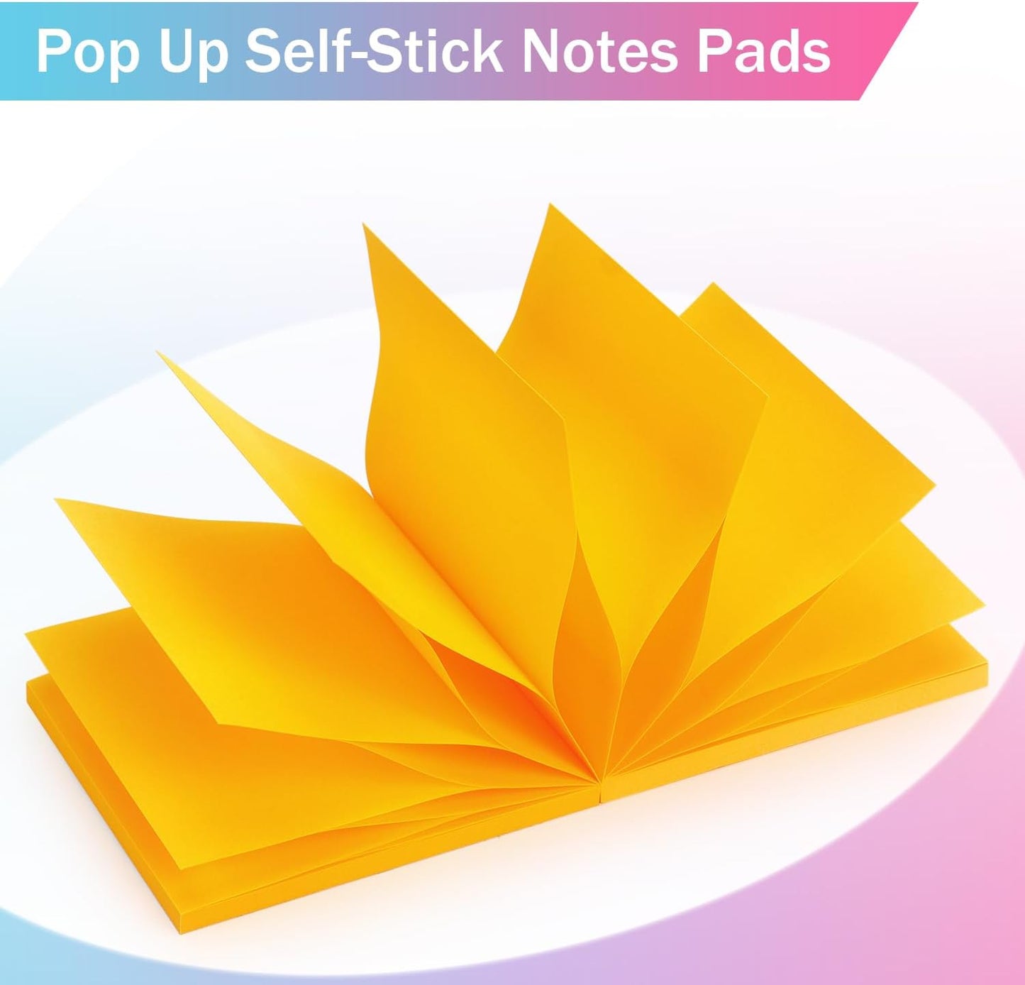 Sticky Notes 3x3 Pop Up Self-Stick Notes Pads with 6 Bright Colors, Easy to Post for Office, School, Home, 6 Pads/Pack, 100 Sheets/Pad(Pop Up)