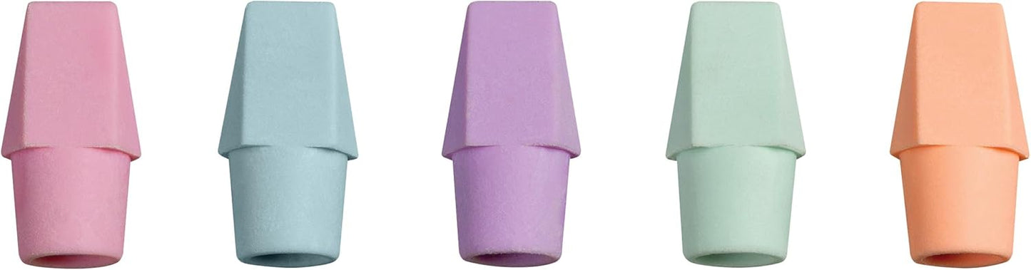 Ticonderoga Pencil Cap Erasers, Assorted Pastel Colors, 10 Count