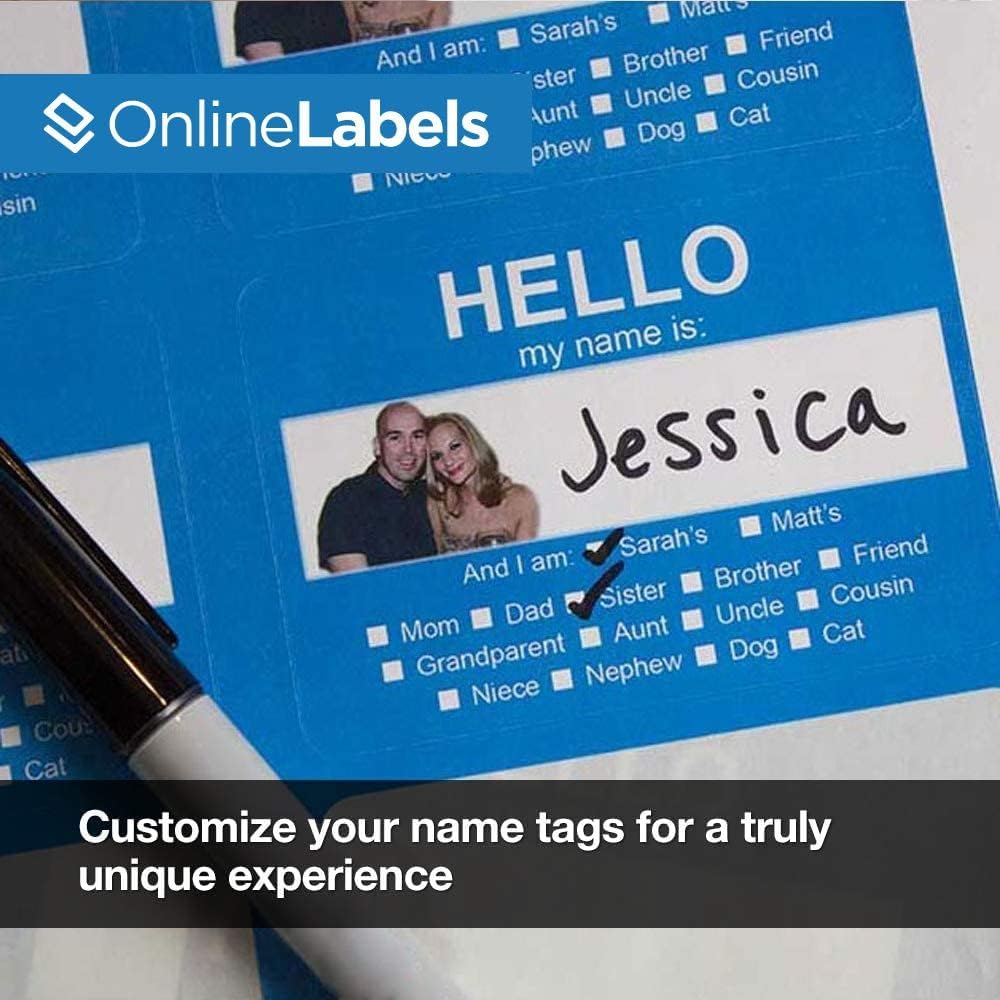 Printable Name Tags - 2-1/3 x 3-3/8 - Pack of 200, 25 Sheets - Inkjet or Laser Printer - Online Labels