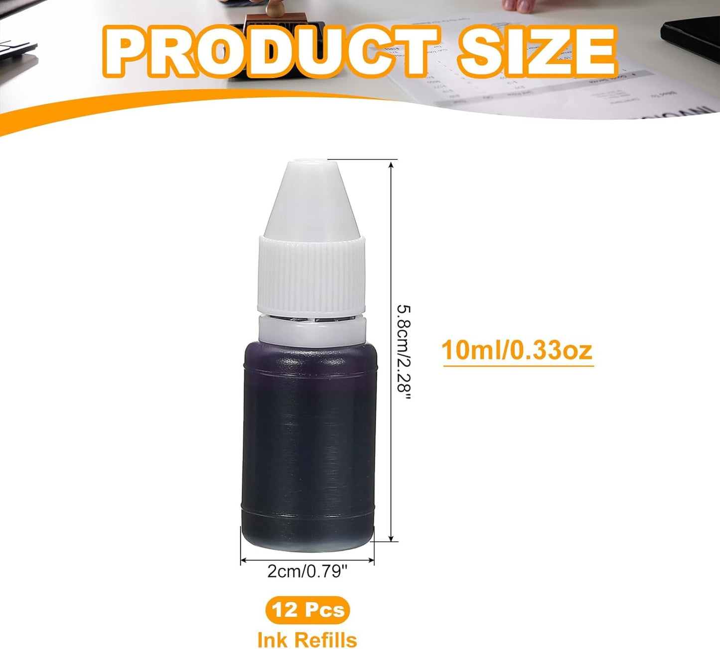 PATIKIL 0.33oz Refill Ink for Stamps and Ink Pads, 12Pcs 10ml Stamp Pad Ink Refill for Office Stamp Self Inking Stamp Date Stamp Scrapbooking, Purple