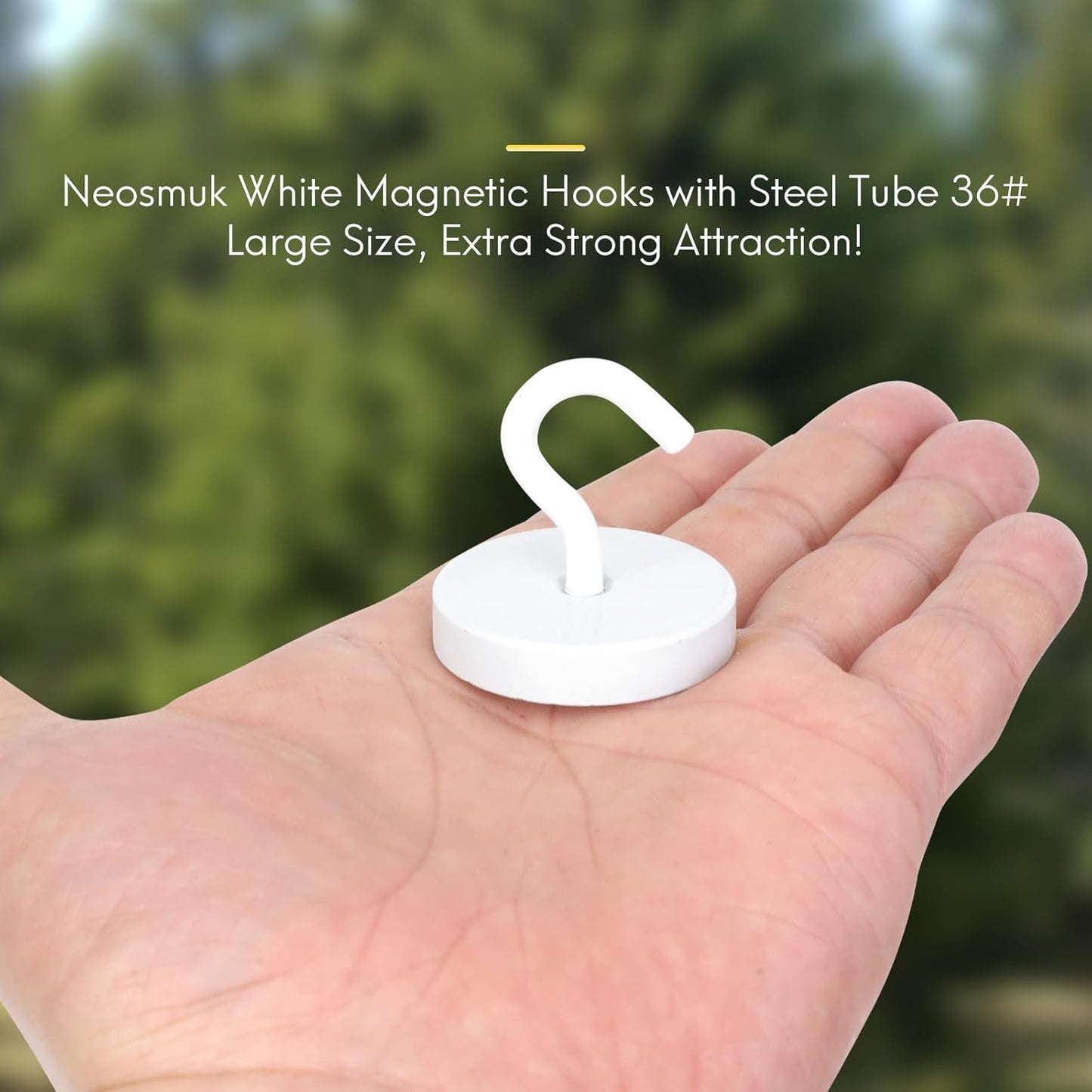 Neosmuk Magnetic Hooks, Heavy Duty 170lb Strong Magnets for Cruise Cabins, Ship Essentials, Large Metal Hooks for Hanging on Fridge(White,Pack of 4)