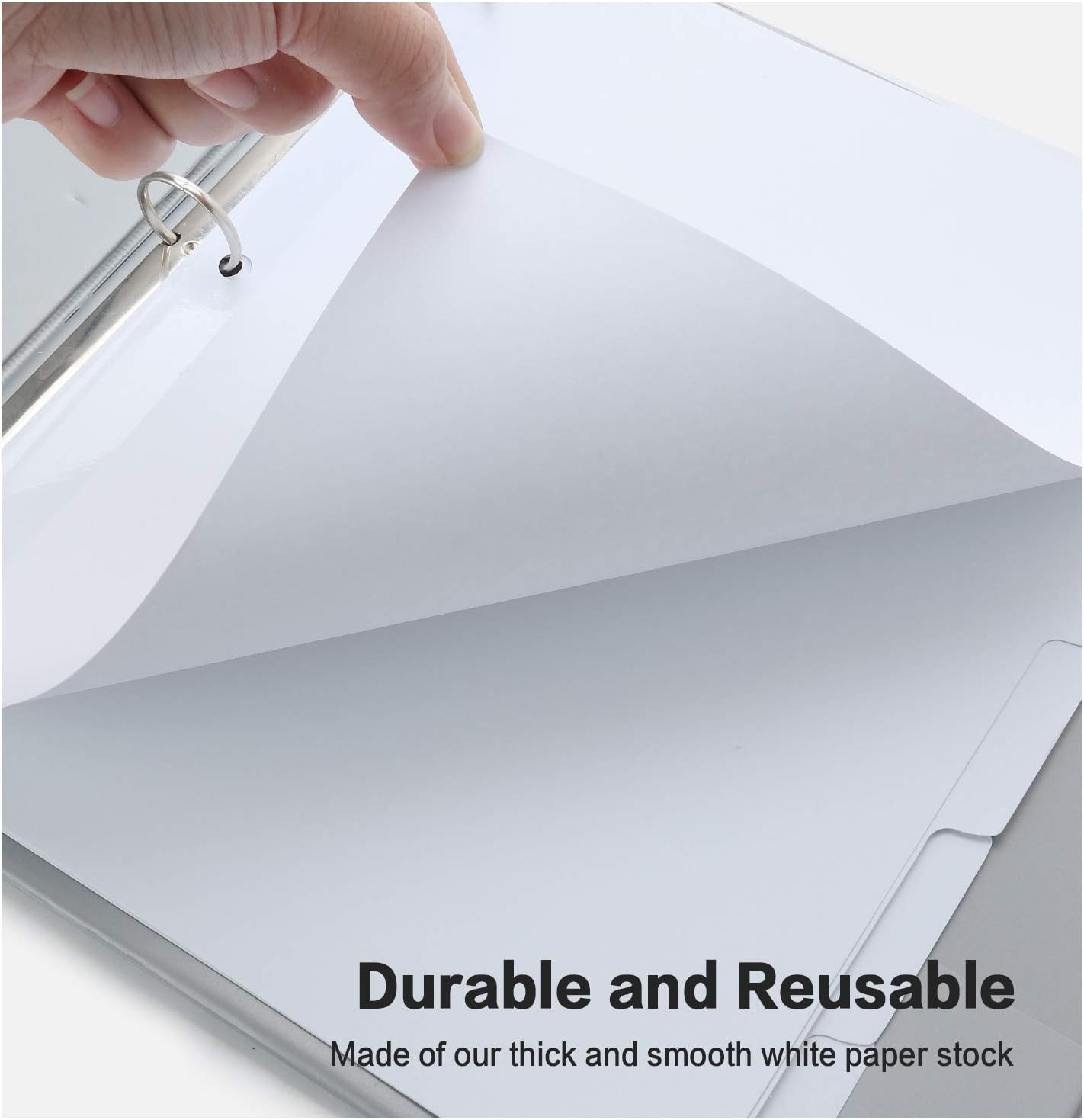 5-Tab Binder Dividers, HERKKA 3 Ring Binder Dividers with Reinforced Edge, 3 Hole Punch Section Index Dividers for Binders, 1/5-Cut Tabs, Letter Size, White, 120 Dividers