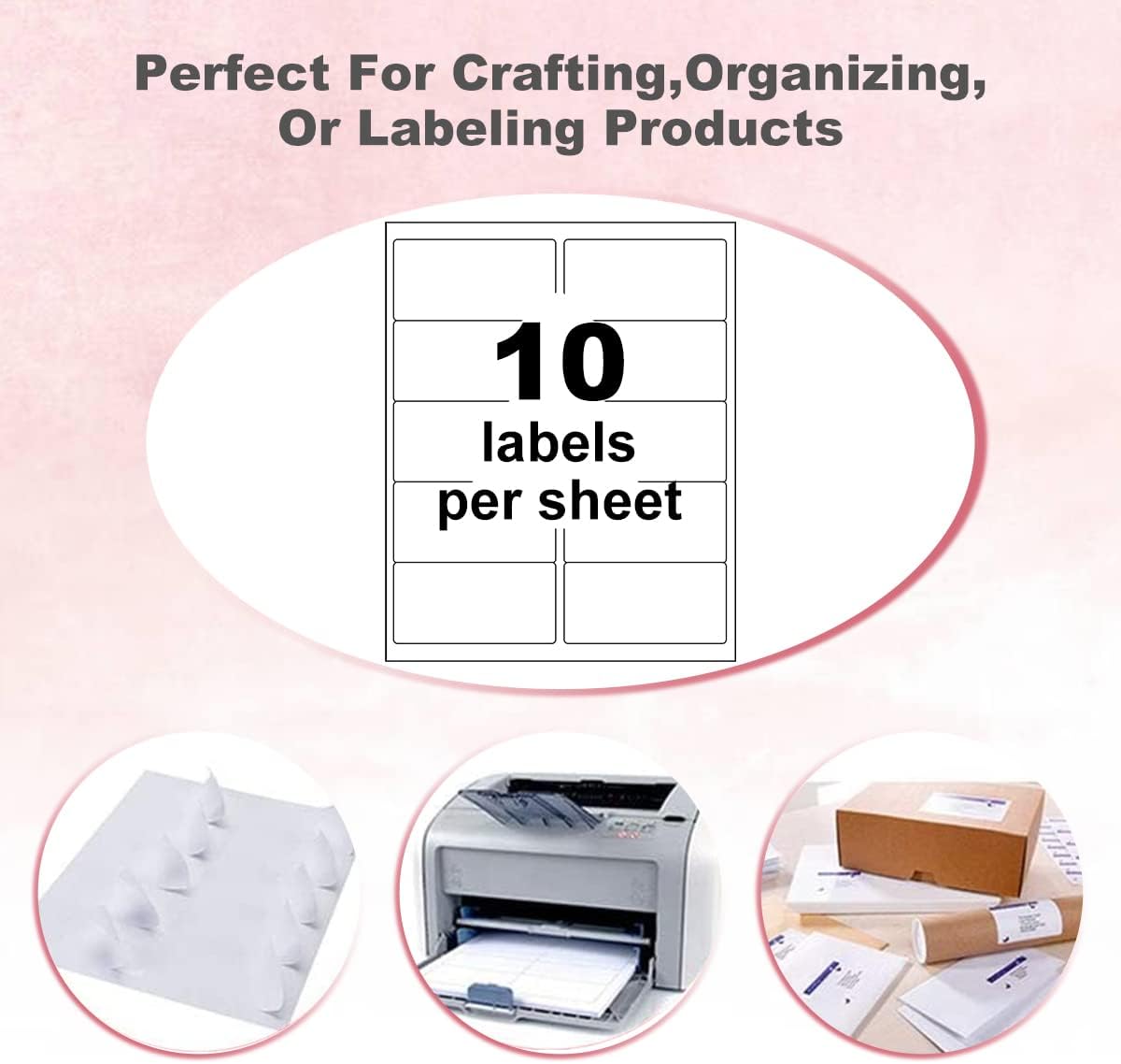 BESTEASY 10-UP Address Labels,/Address Mailing Labels 500 Sheets Shipping Sticker Labels Compatible Laser/Ink Jet Shipping Labels(5000 Labels)