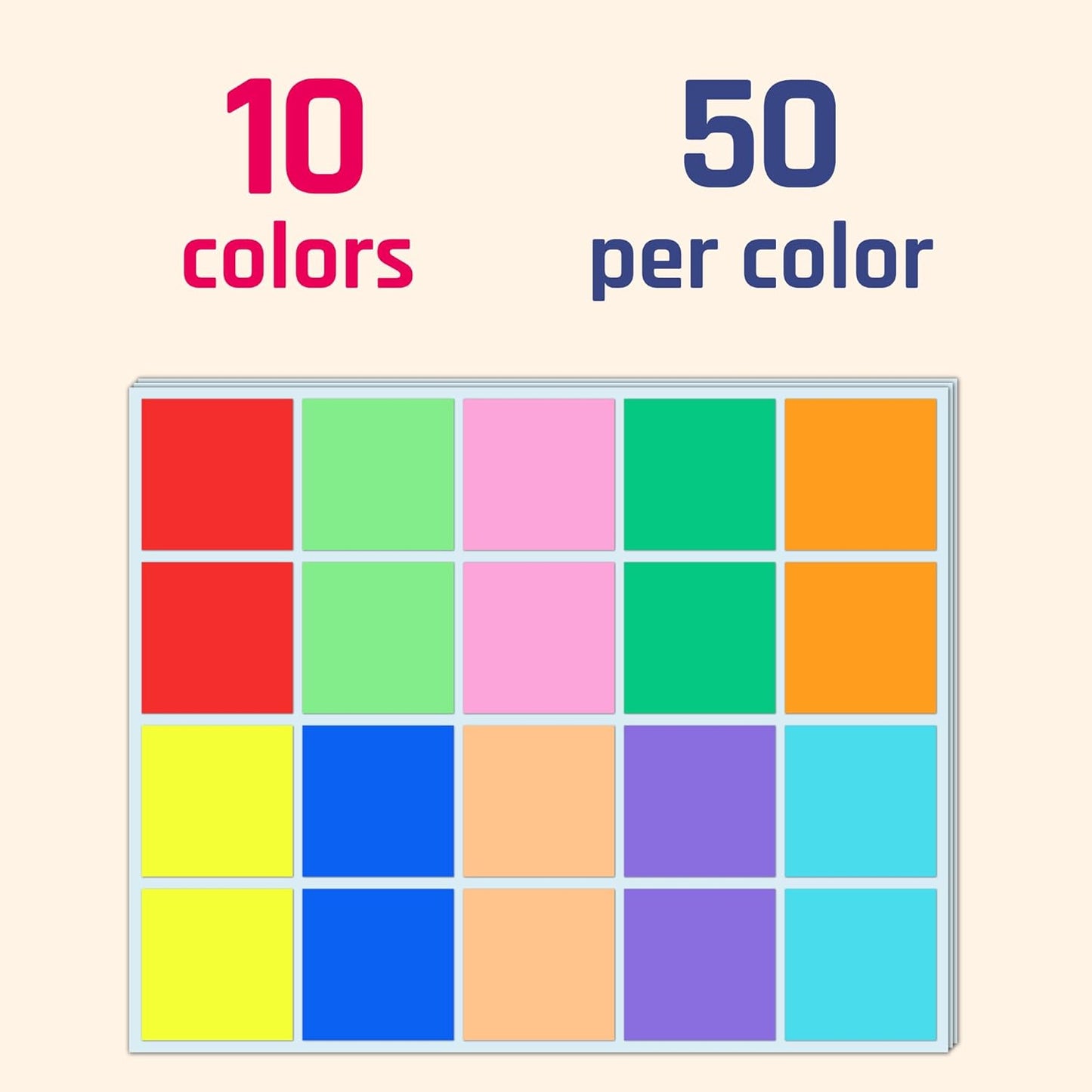 500 Pieces, 2 x 2 inch - Colored Labels Stickers, Packing Moving Labels for Boxes Color Coded - 10 Colors