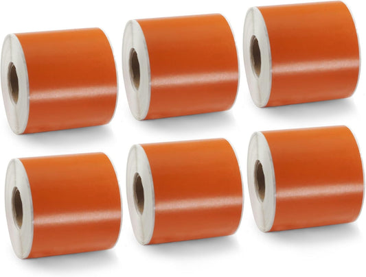 BETCKEY Colored Labels Compatible with Dymo 99019 (2-5/16" x 7-1/2") for Files, Folder, Binders, Compatible for Dymo LabelWriter Thermal 450, 4XL & Zebra Desktop Printers [6 Rolls, 900 Labels, Orange]