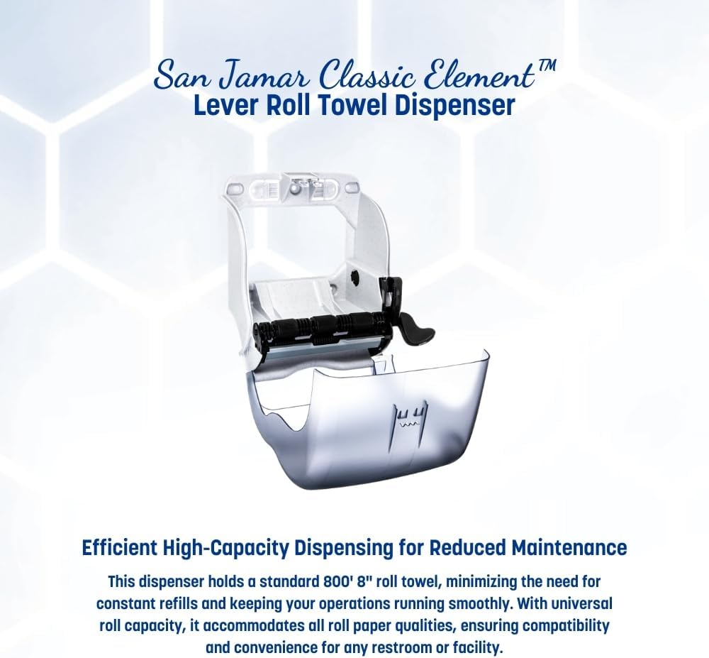 San Jamar Classic Element Paper Towel Dispenser Fits All Core Sizes with Lever for Bathroom, Kitchens, and Restaurants, Plastic, 8.5 x 12.5 x 12.75 Inches, Arctic Blue