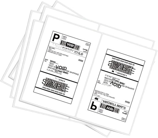 Round Corner Half Sheet Self Adhesive Shipping Labels for Laser and Ink Jet Printers, White Blank (1000 Sheets, 2000 Labels)