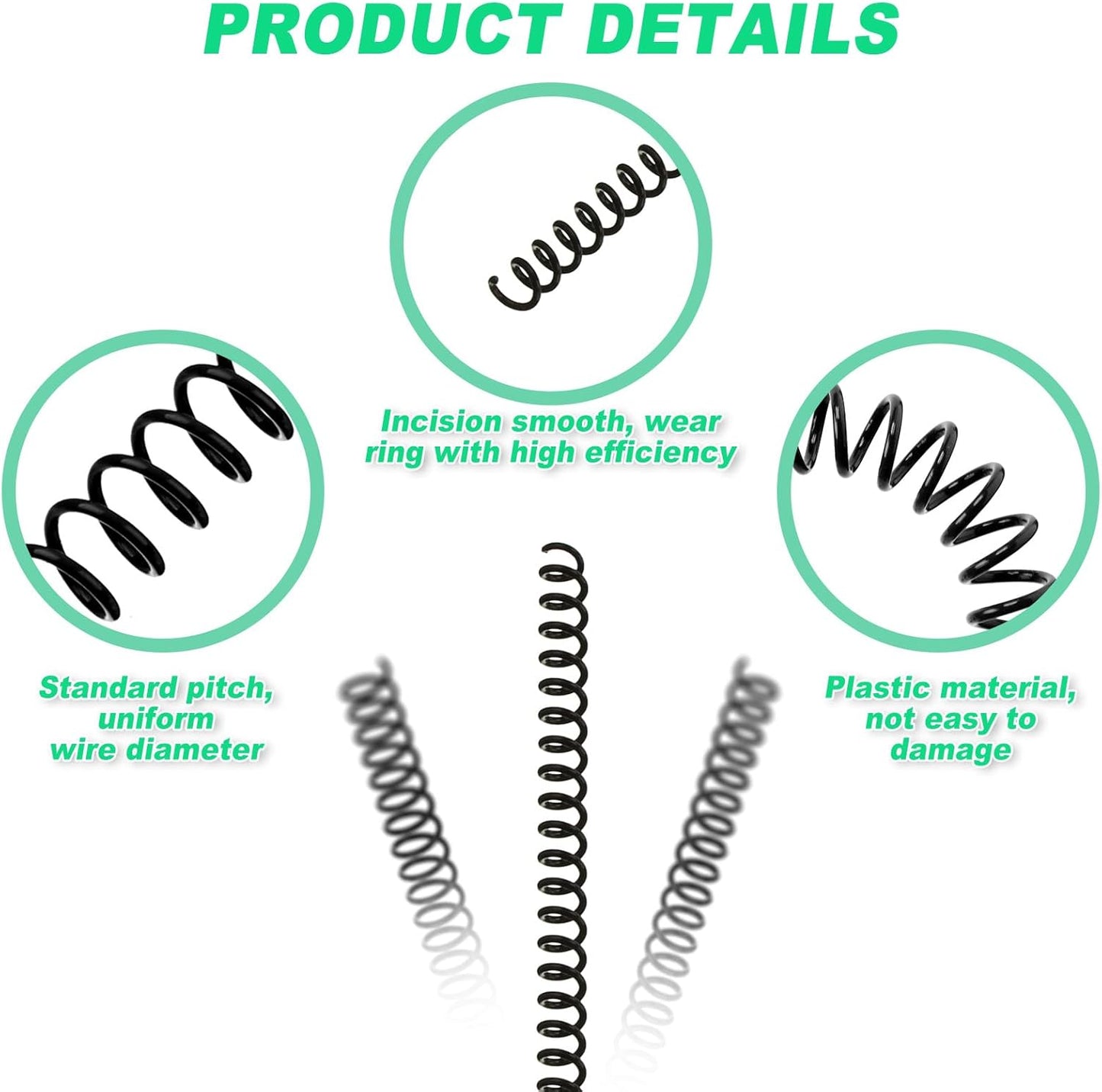 Leinuosen 120 Pack Plastic Spiral Binding Coils Kit Spirals Multi Size Coils for Binding Binder Combs Spines(1/4 Inch,Black)