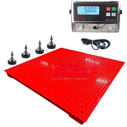 Liberty LS-700-4X6 Heavy Duty General Purpose Floor Scale | 48" x 72" | Capacity of 2.500 lbs x 0.5 lb + Red