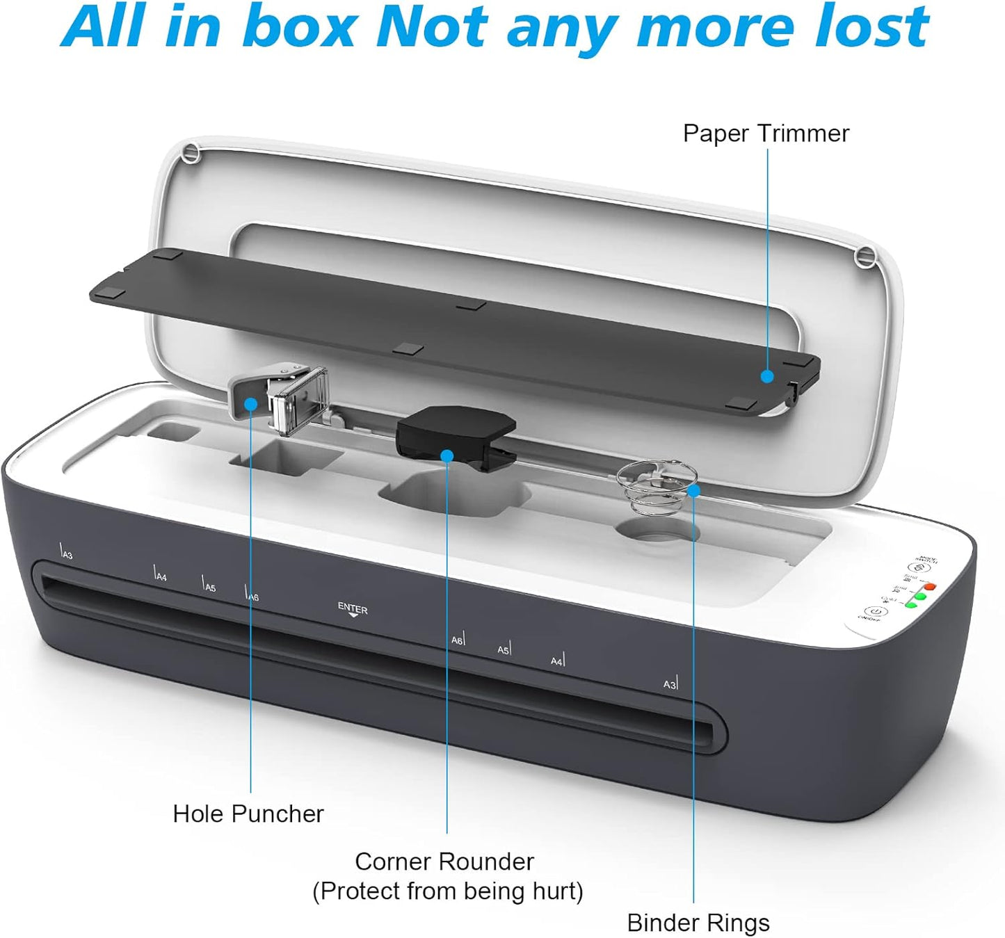 Laminator Machine 13-Inch Thermal Lamination with Laminating Sheets 9 in1 Office Desktop Laminate Machine, Portable A3 Laminater for Teachers Personal 60S Warm-Up Never Jam